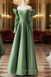 Sage Satin Bow Sleeves Corset Top Dresses